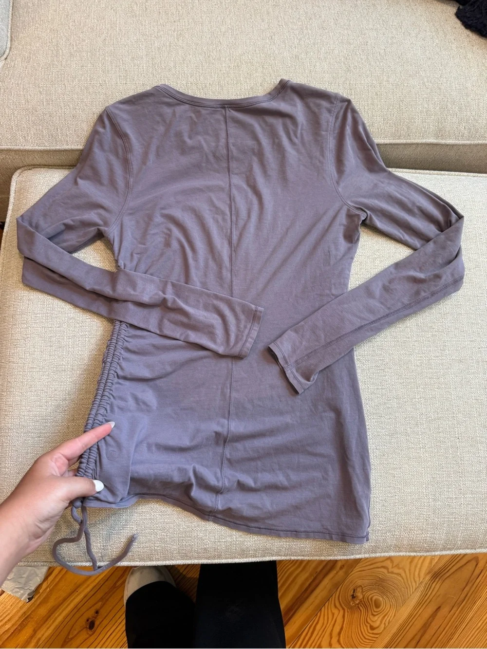 lululemon athletica Long Sleeve Side-Ruched Tee in Taupe Gray